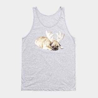 Holiday Pug in Antlers Tank Top